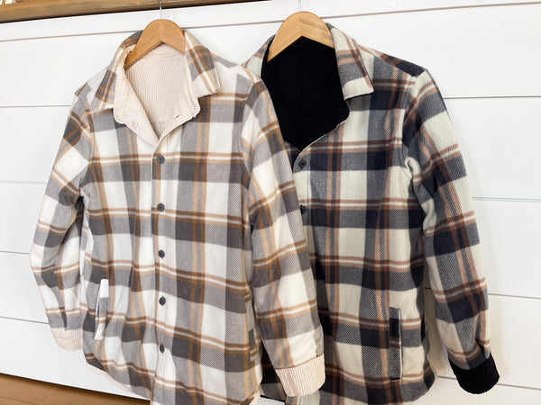 Reversible Corduroy/Plaid Shacket