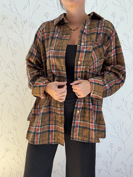 Stonewash Flannel Button Down Top