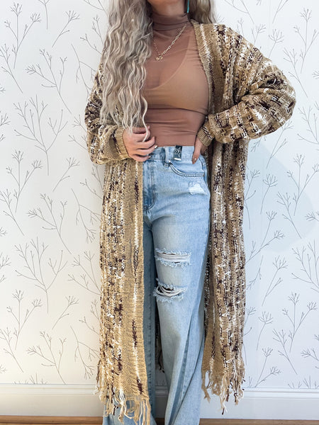 Metallic Multi Color Maxi Cardigan