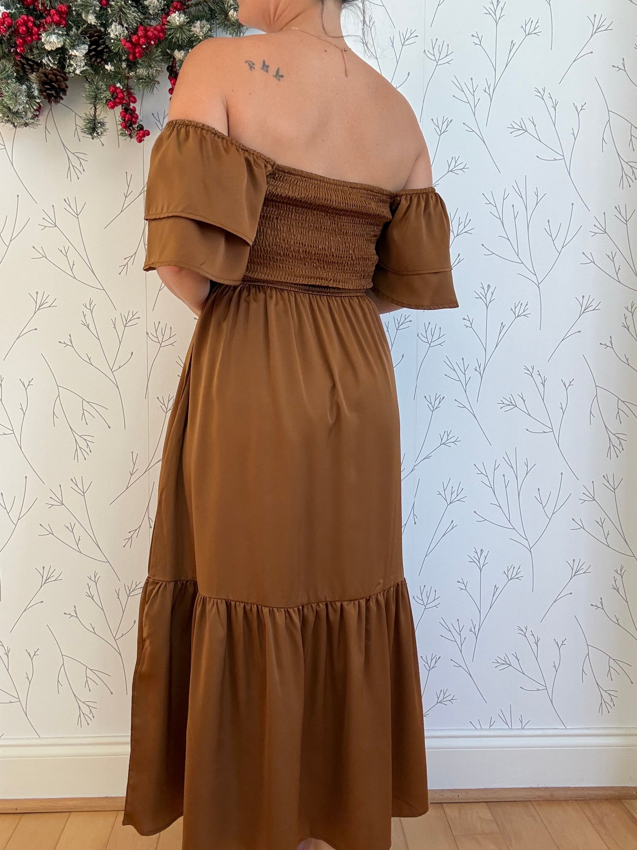 Ella Satin Smocked Dress