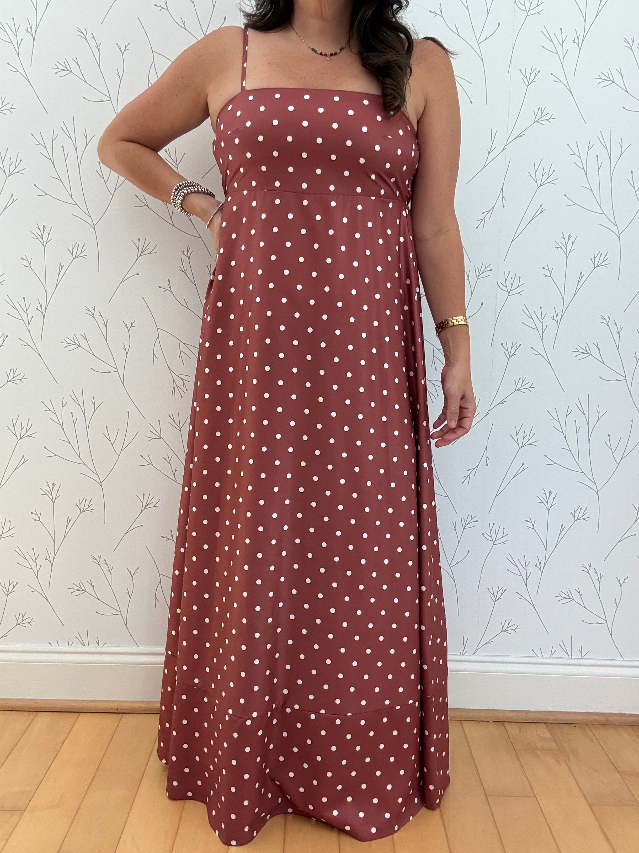 Spotted Espresso Maxi Dress