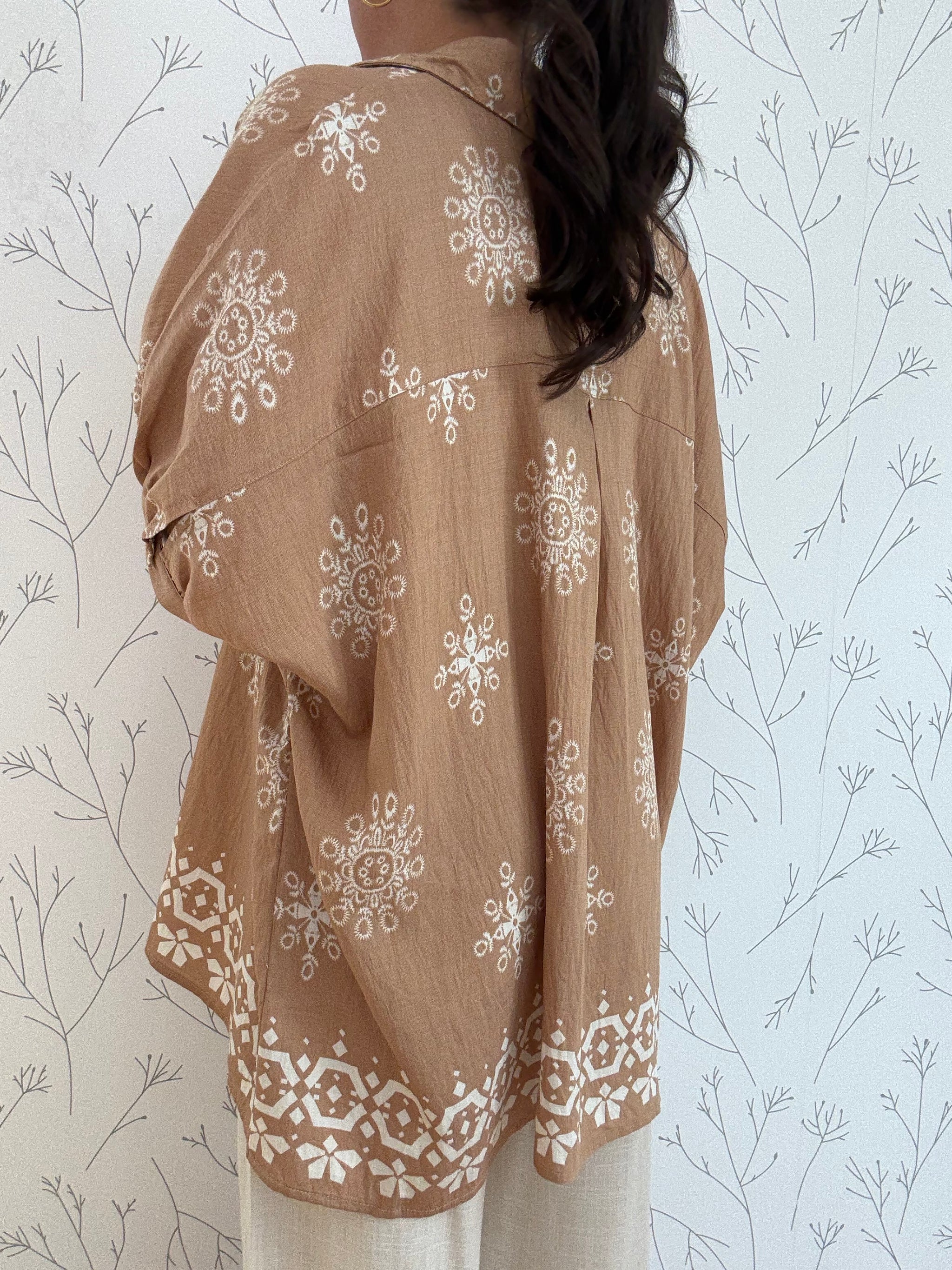Medallion Print Loose Fit Button Down