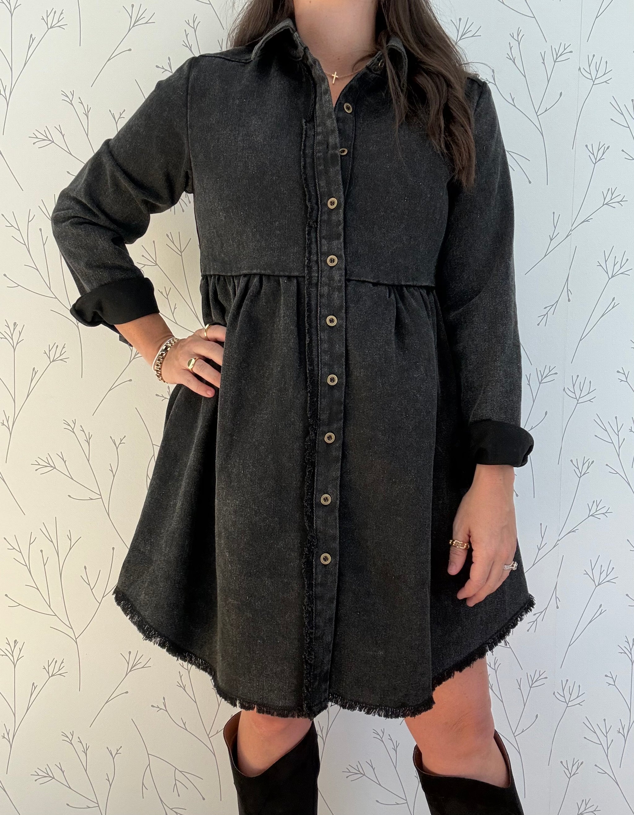 Harvest Fringe Button Down Dress
