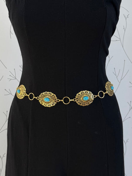 Western Turquoise Stud Chain Belt