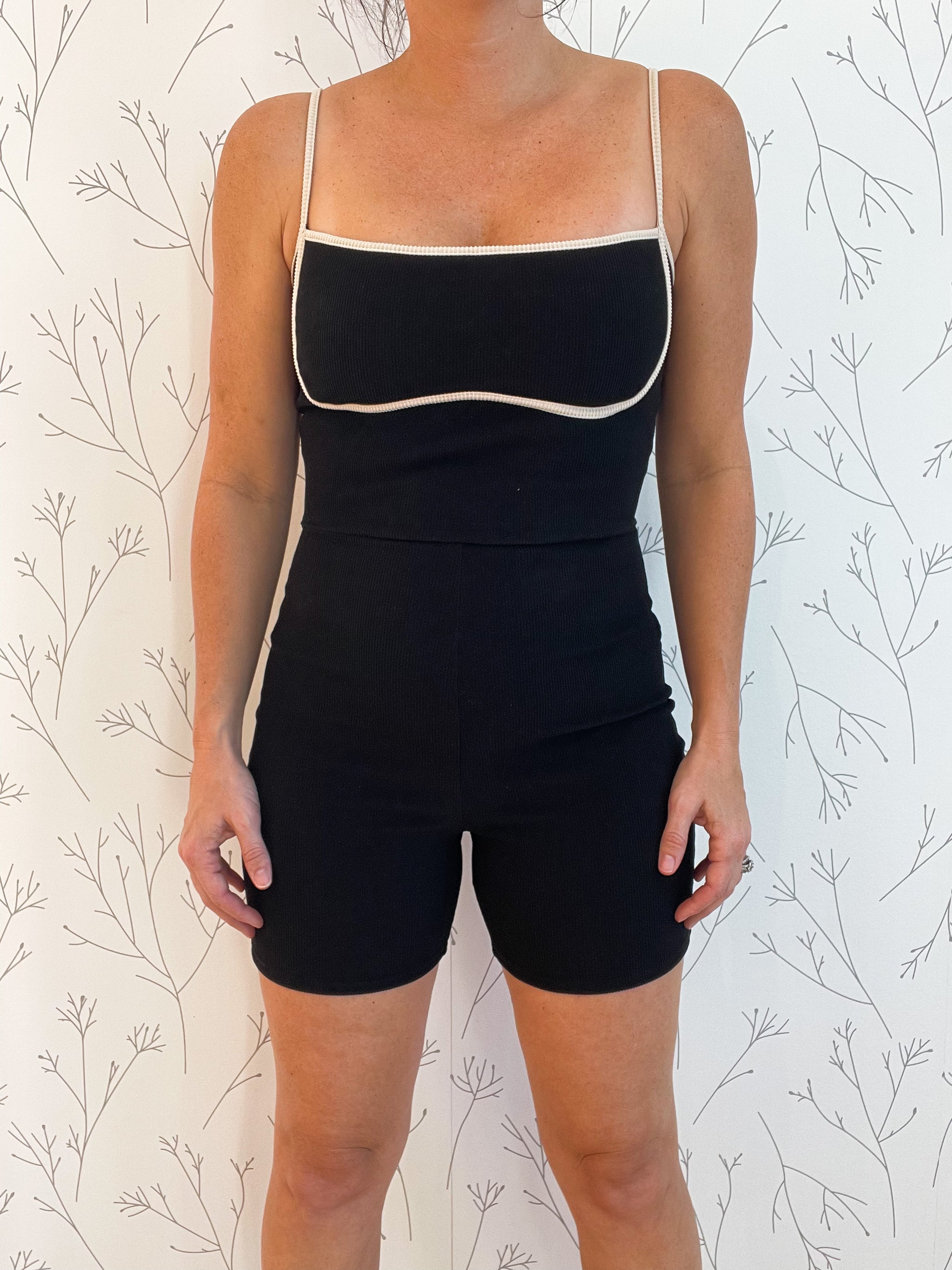 Contrast Ribbed Romper