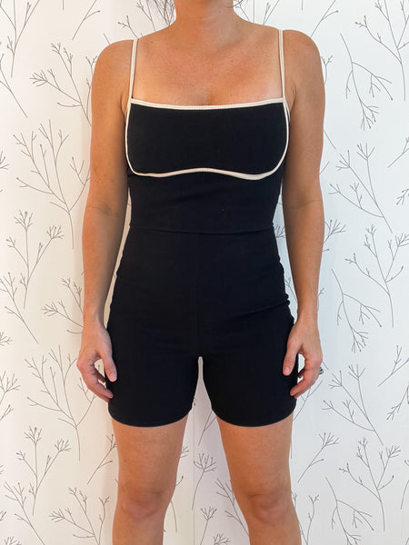 Contrast Ribbed Romper