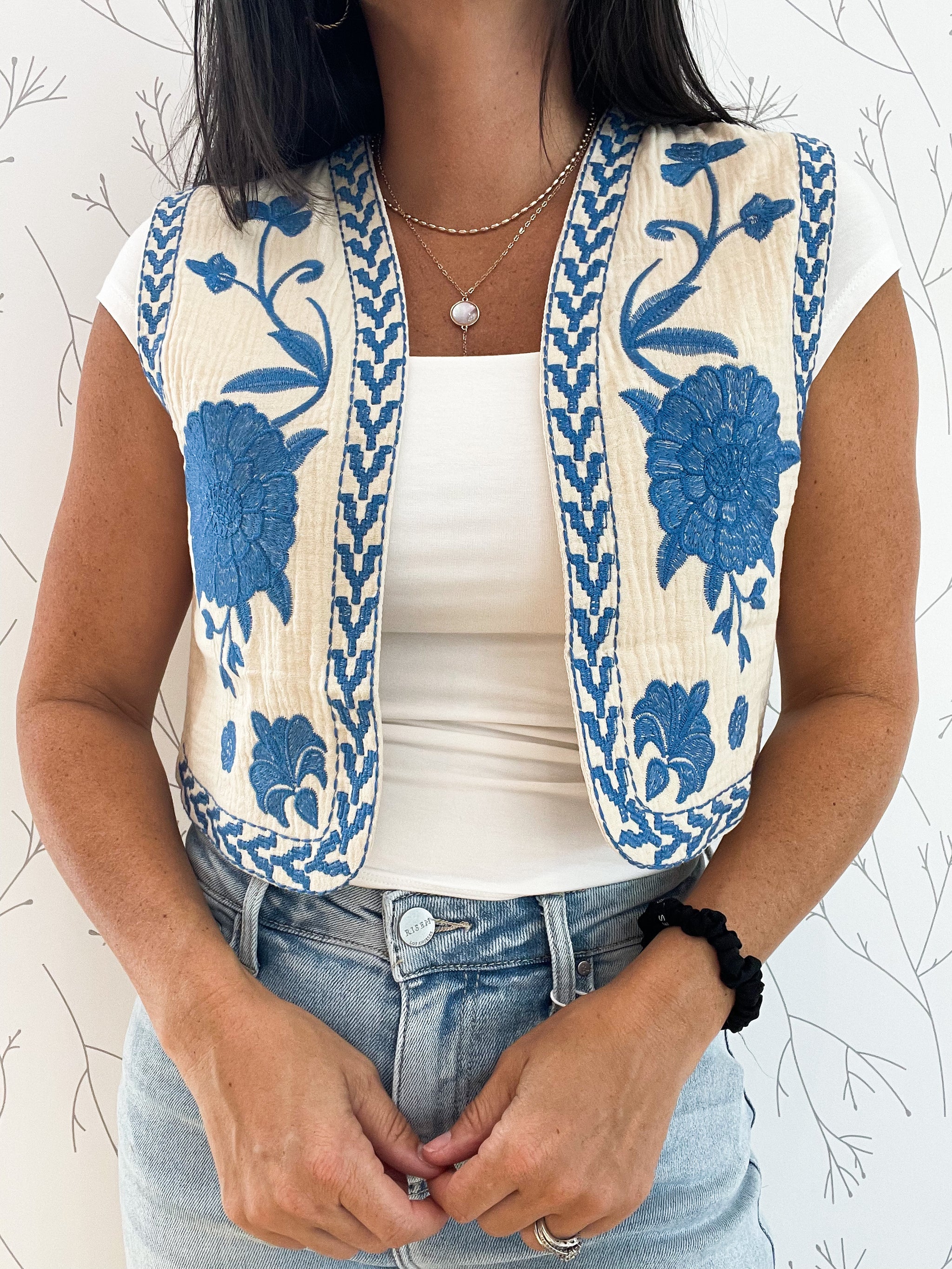 Floral Textured Vest