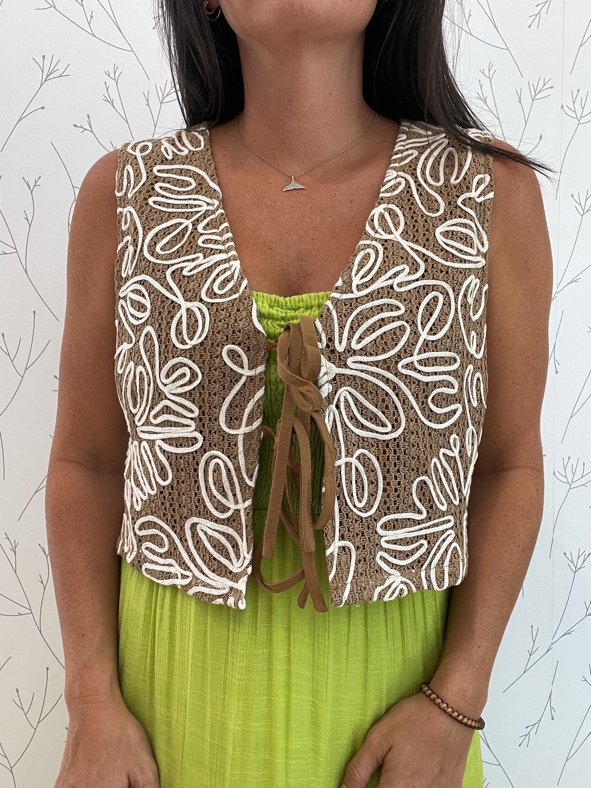 Abstract Embroidered Vest