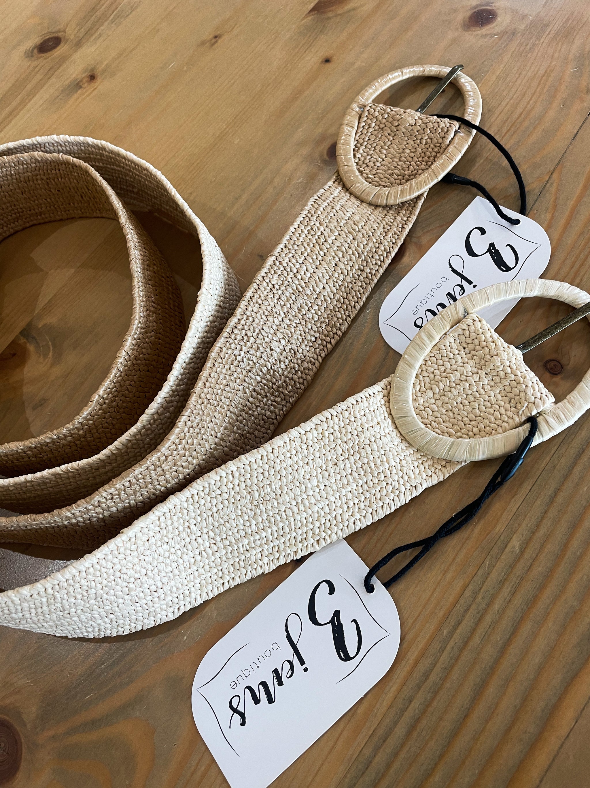 Raffia Oval Buckle Belt