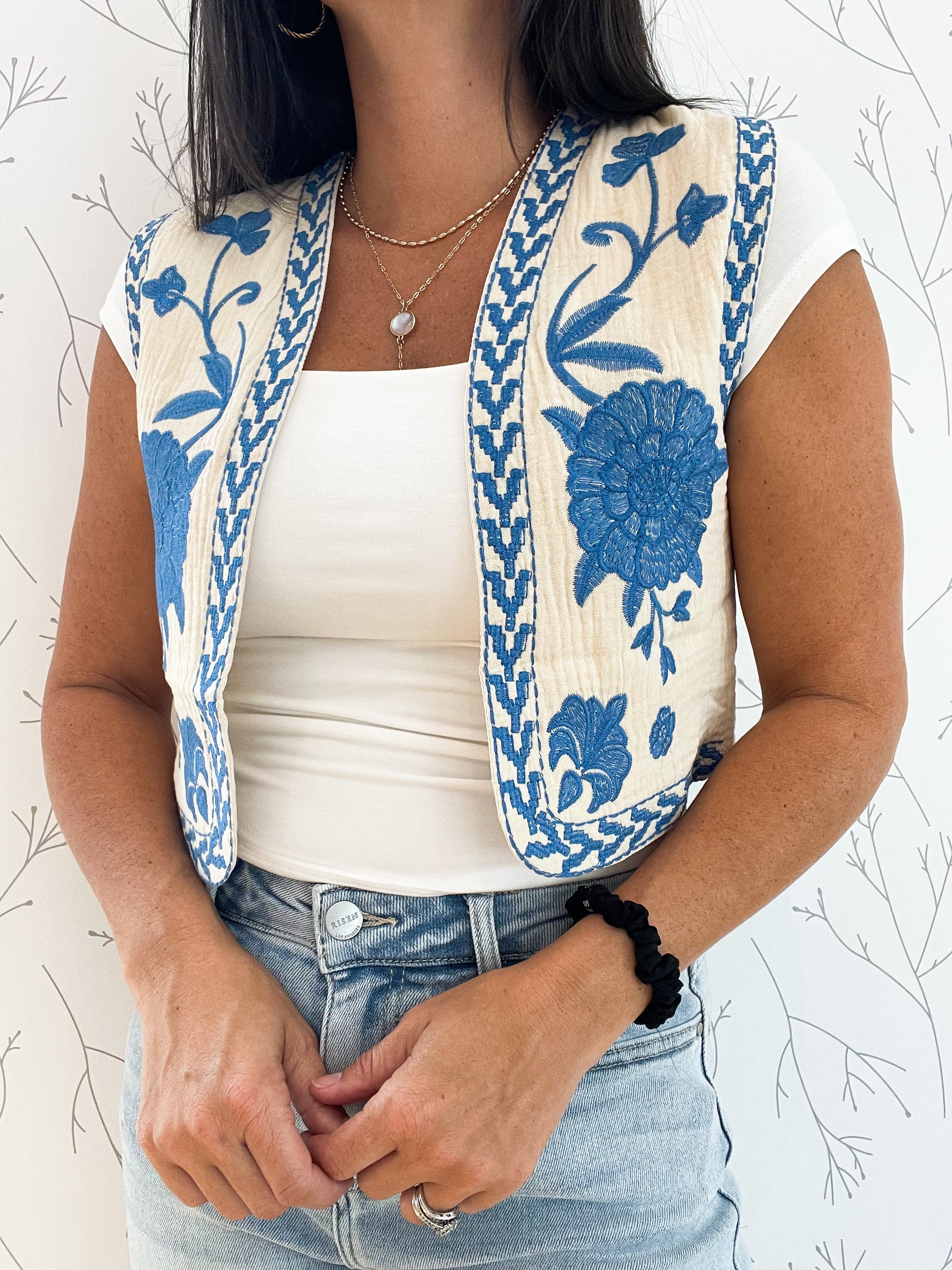 Floral Textured Vest