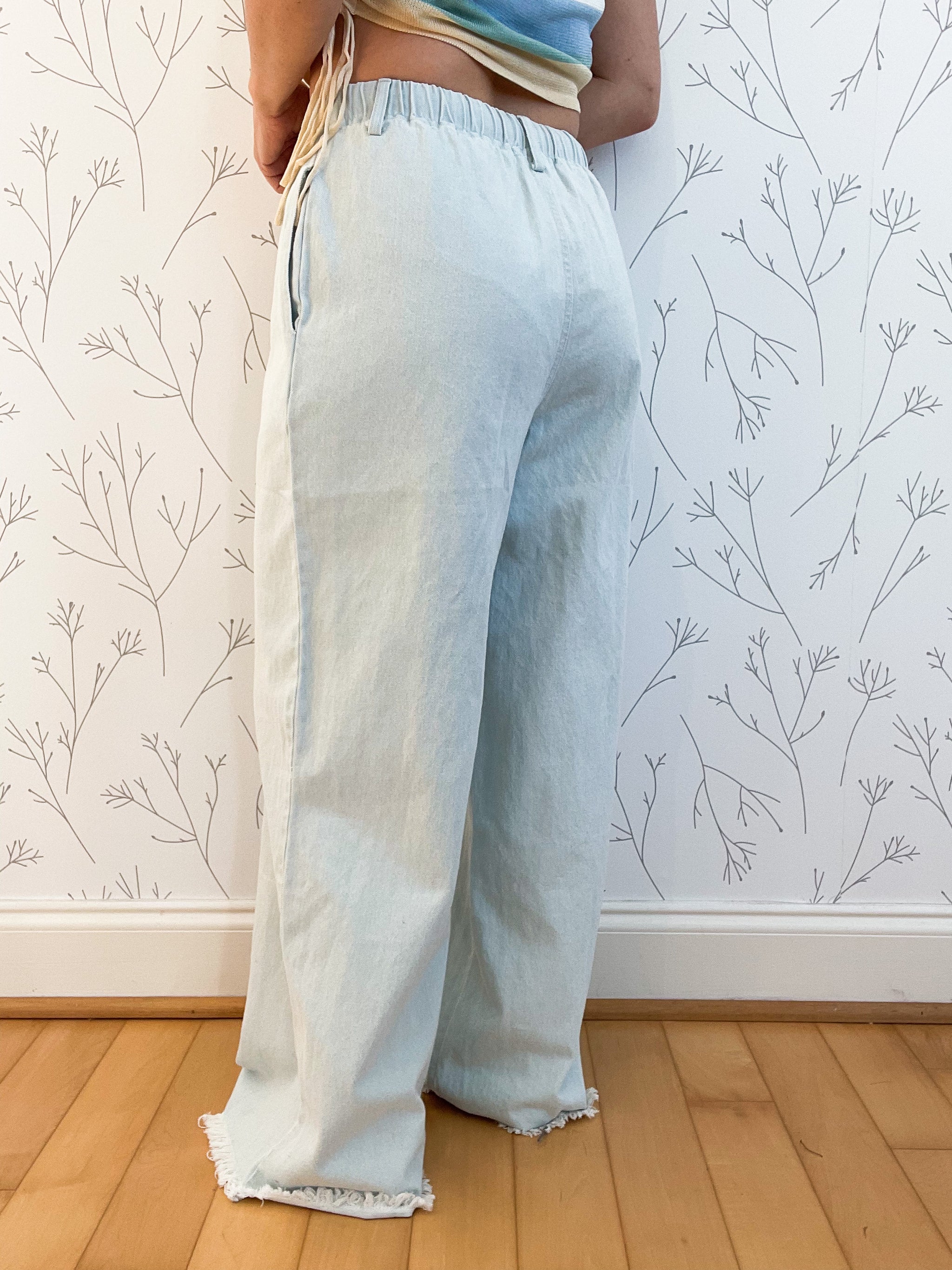 Twill Washed Wide Leg Pants