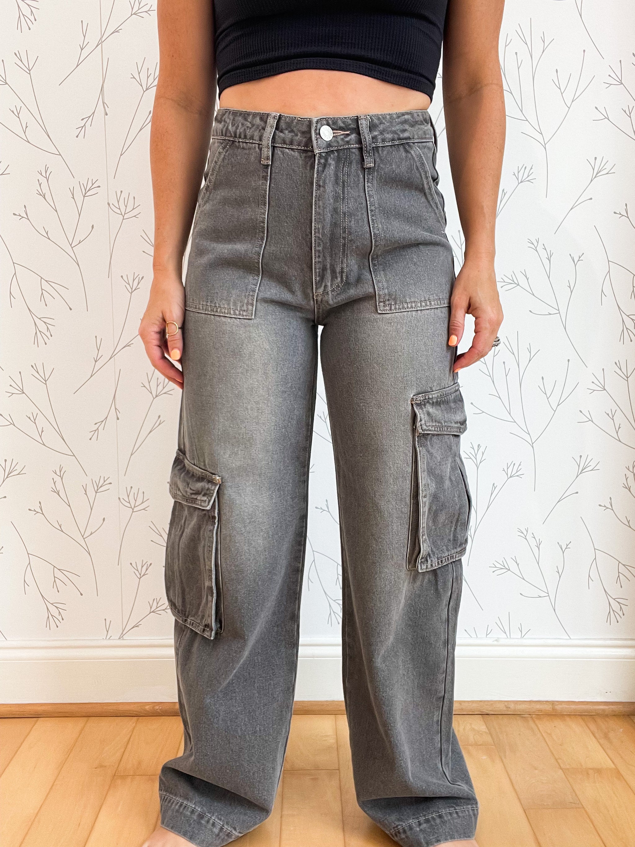 Vintage Washed Pocket Cargo Jeans