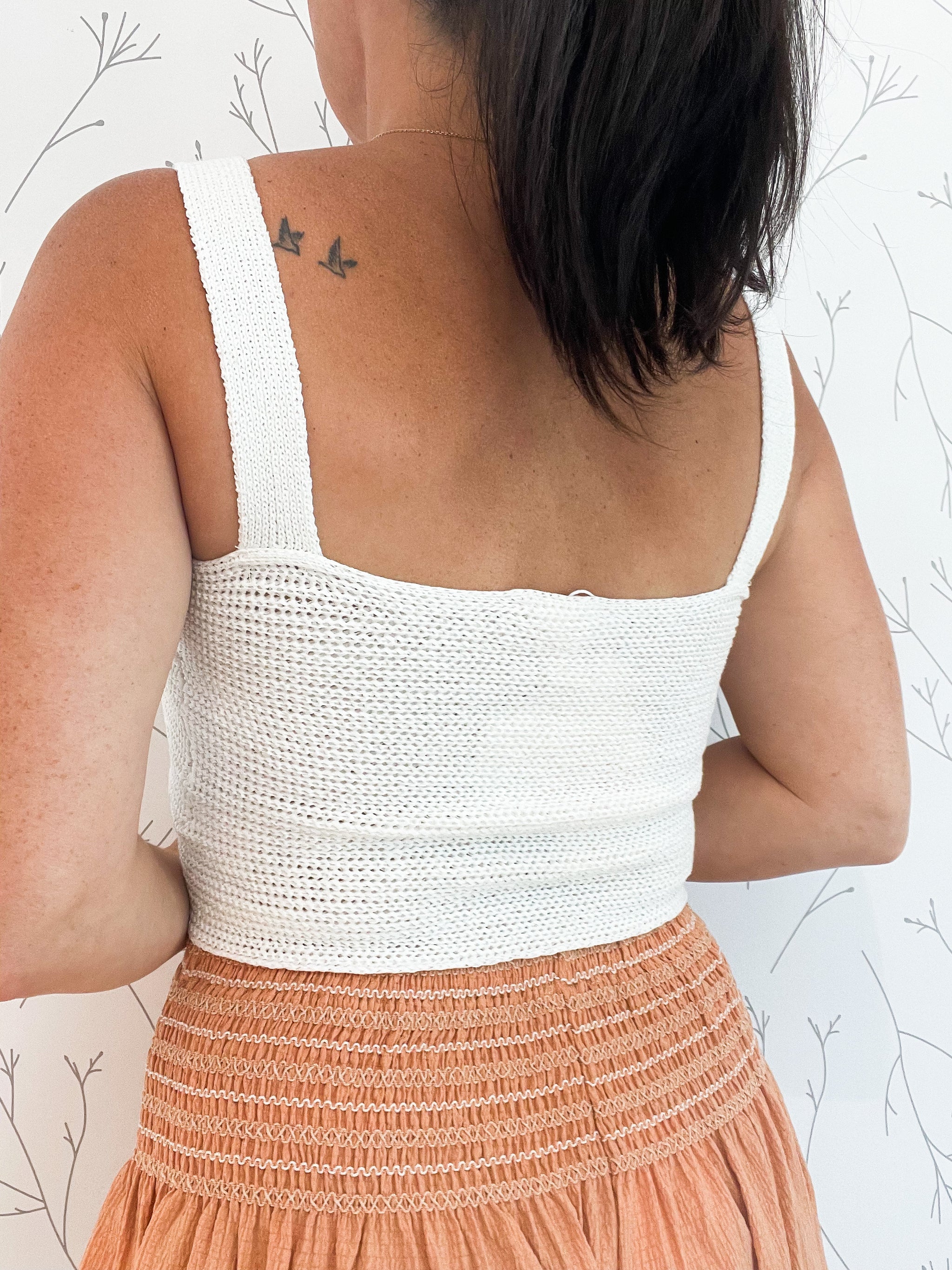 Fitted Criss Cross Knit Crop Tank Top