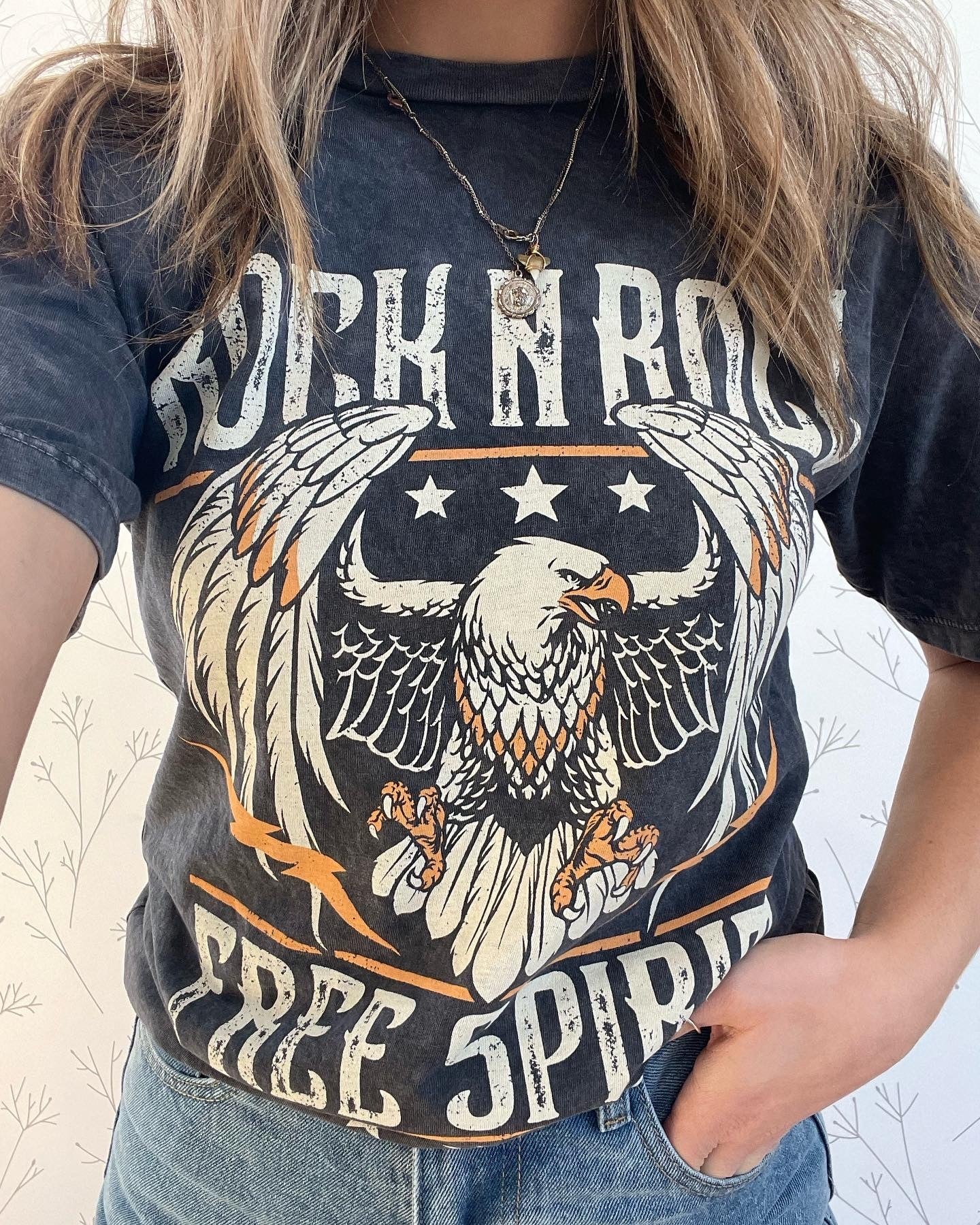 "Rock n' Roll" Mineral Washed Boyfriend Graphic Tee