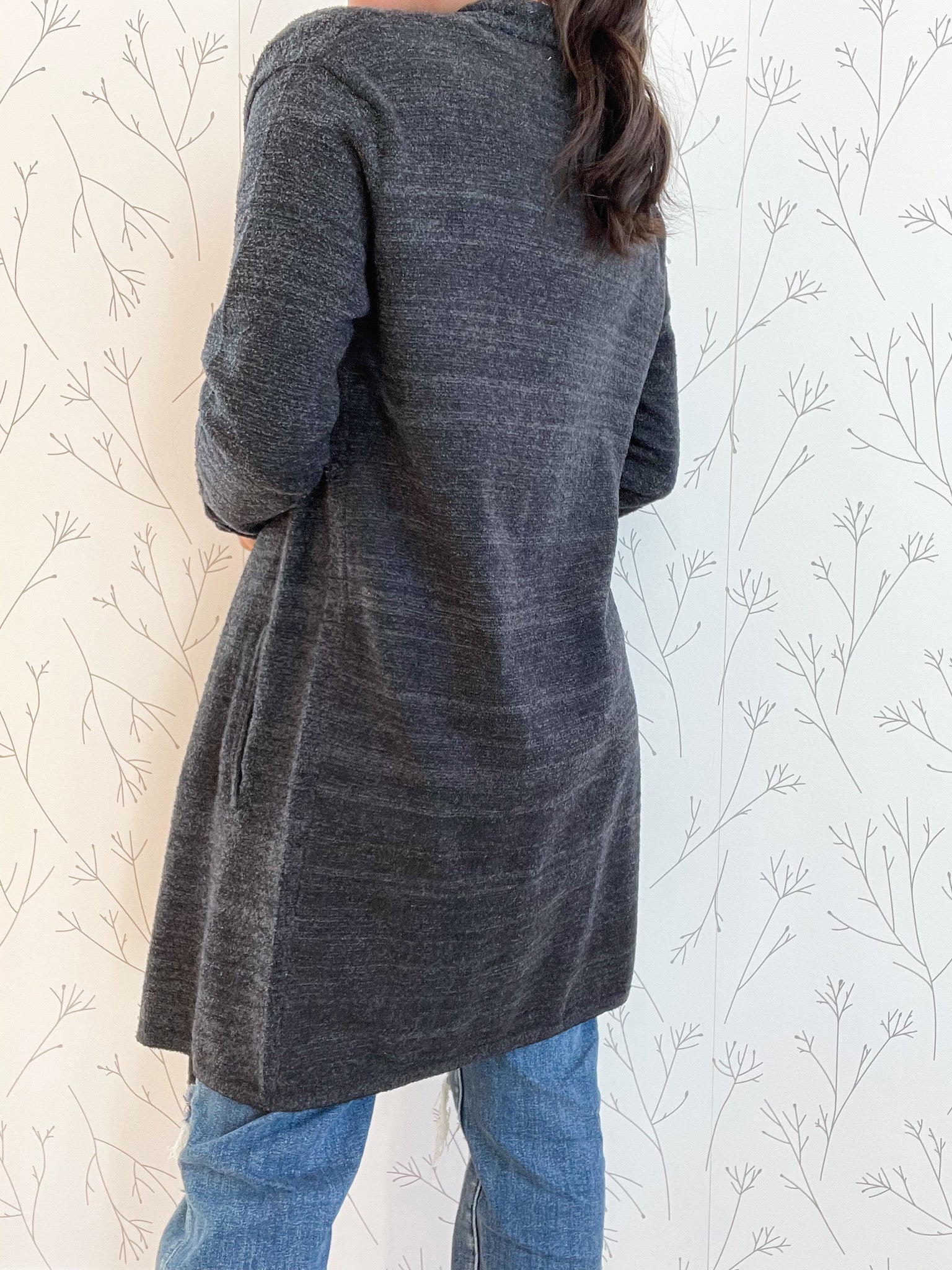 Draped Open Front Cardigan w/ Pockets