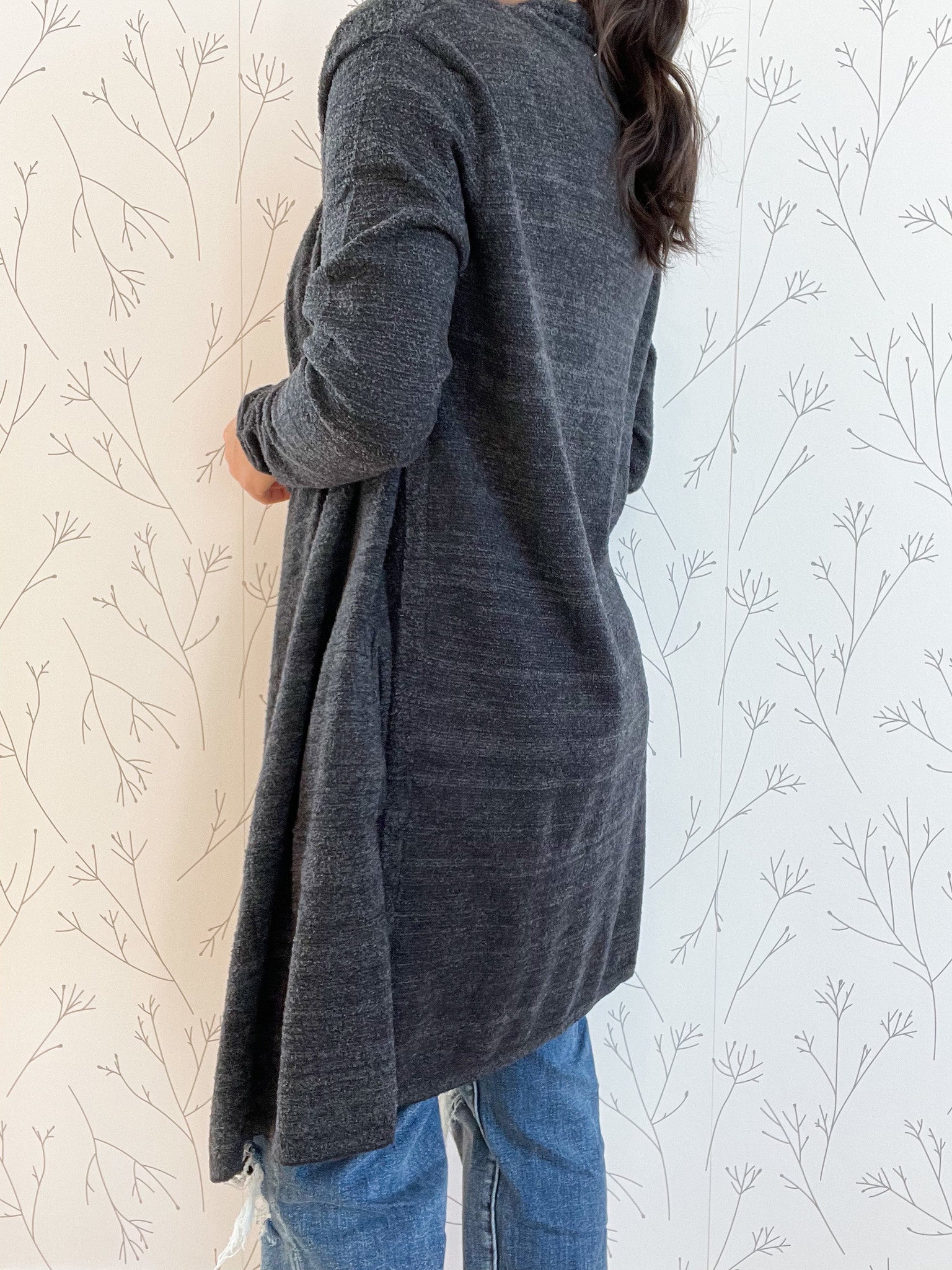 Draped Open Front Cardigan w/ Pockets