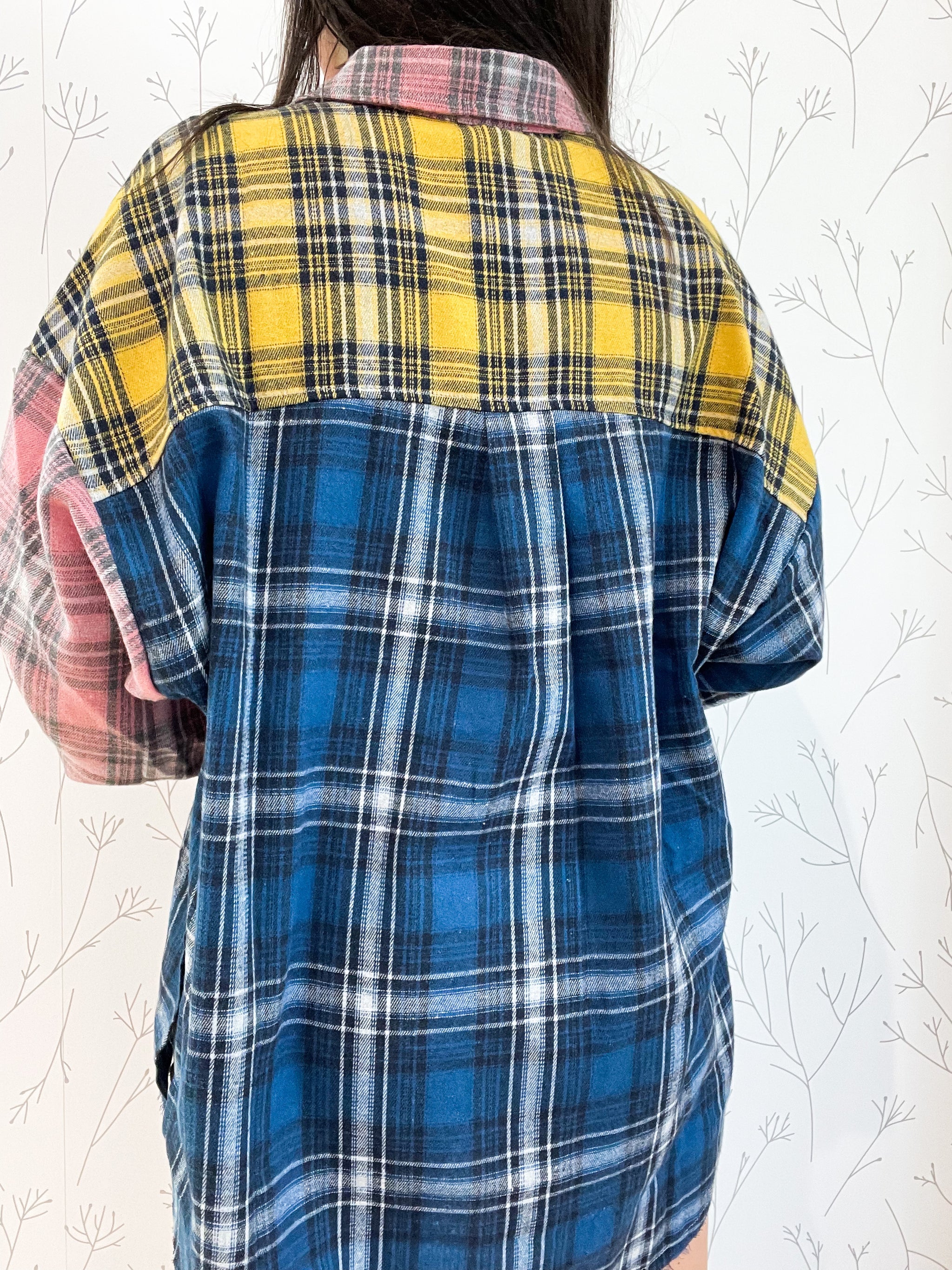 Patchwork Asymmetrical Hem Flannel