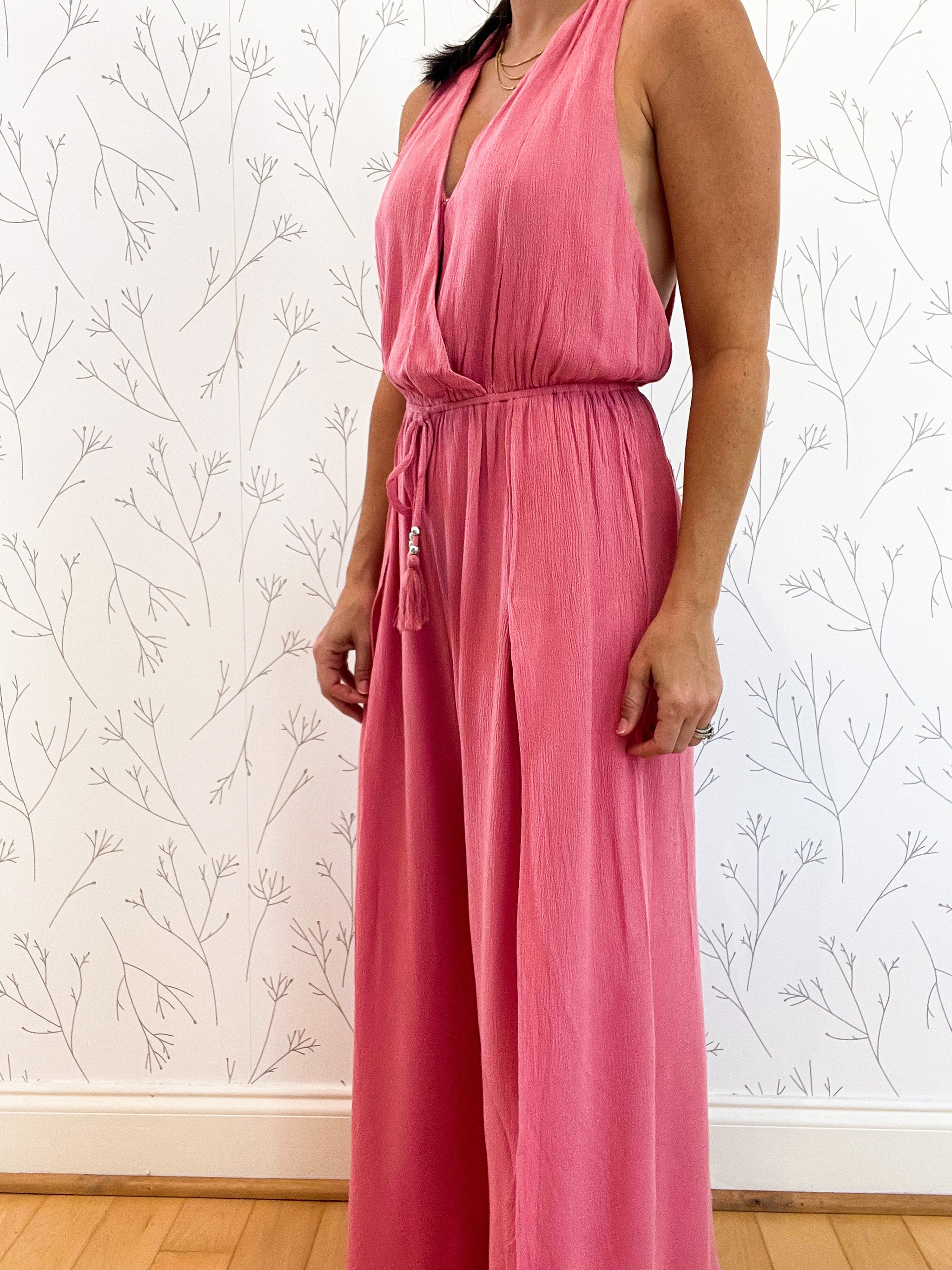 Front Long Slit Jumpsuit