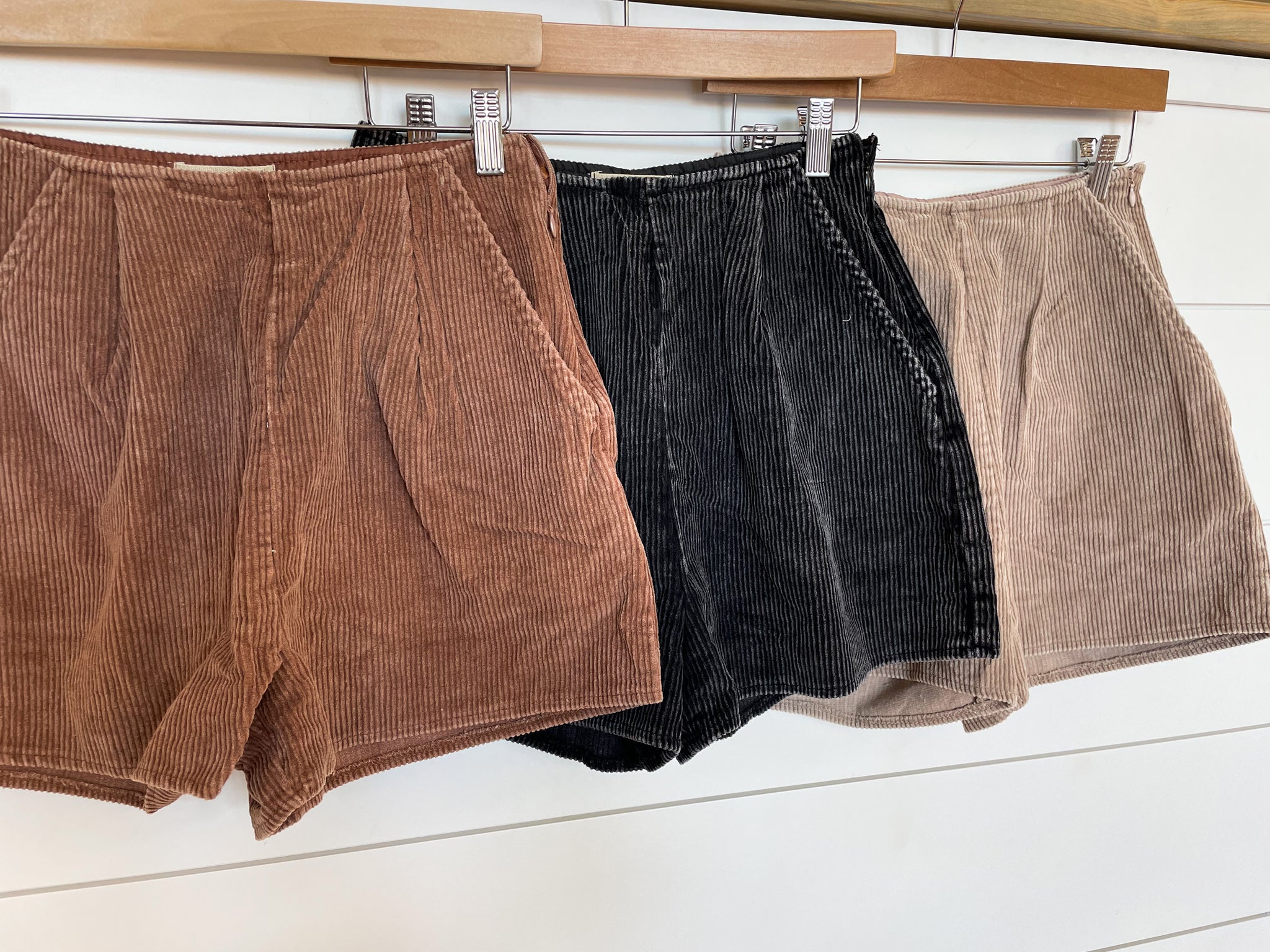High Waist Pleated Detail Corduroy Shorts
