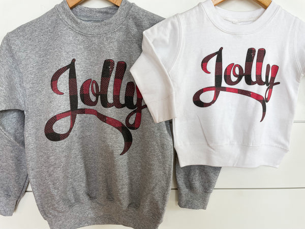 "Jolly" Plaid Graphic Crewneck (Toddler/Kids)
